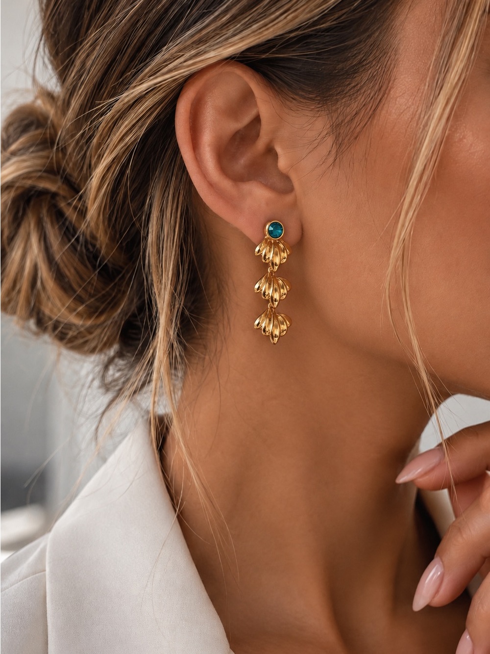 18K Gold Plated Blue Drop Earrings